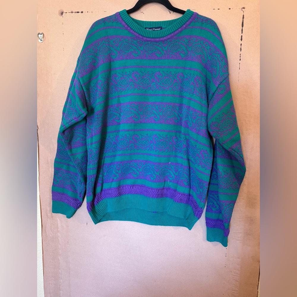 Vintage Salty Dog Gant Sweater Mens XL Green Cable Crew 90s grandpacore Y2K I